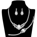 Pearl Accented Rhinestone Necklace Jewelry Set by Madeline Love