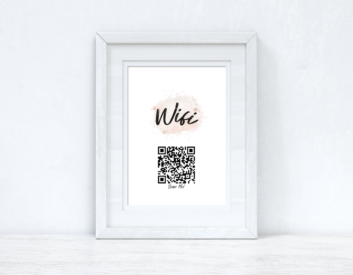 Wifi Rose Gold Pink Splatter Scan Me! Wifi QR Scan Home Wall Decor Print by WinsterCreations™ Official Store