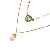 Two Layer Necklace With Abalone Pendant And Pearl Pendant by Hollywood Sensation®