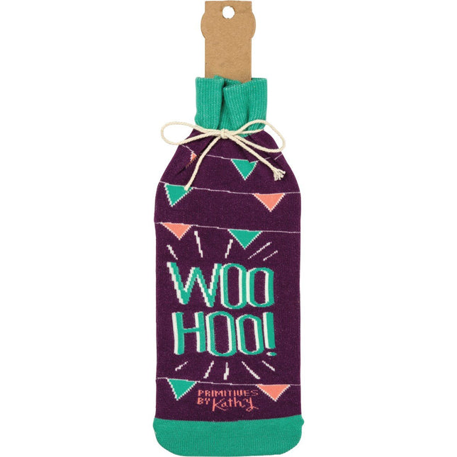 Woo Hoo! You Did It! Knit Wine Bottle Sock | Reusable Gift Bag for Gifting Wine by The Bullish Store