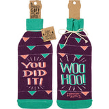 Woo Hoo! You Did It! Knit Wine Bottle Sock | Reusable Gift Bag for Gifting Wine by The Bullish Store