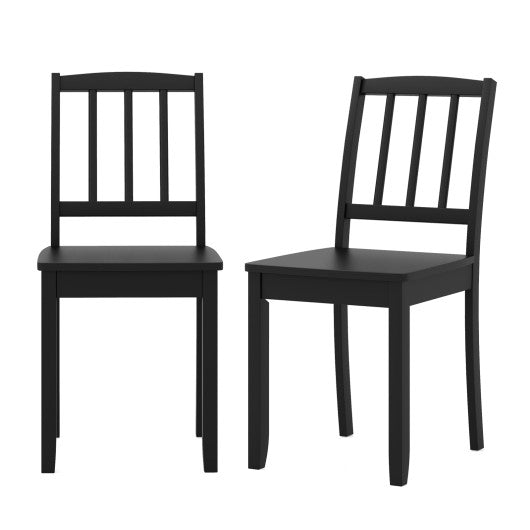 Wood Dining Chair Set of 2 with Rubber Wood Legs-Black