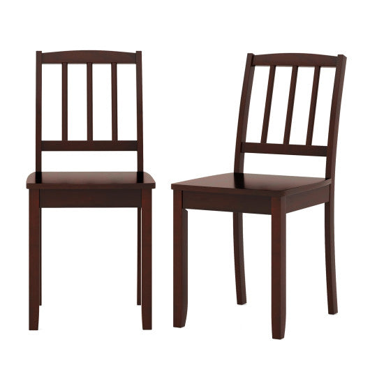 Wood Dining Chair Set of 2 with Rubber Wood Legs-Brown