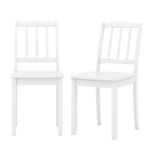 Wood Dining Chair Set of 2 with Rubber Wood Legs-White