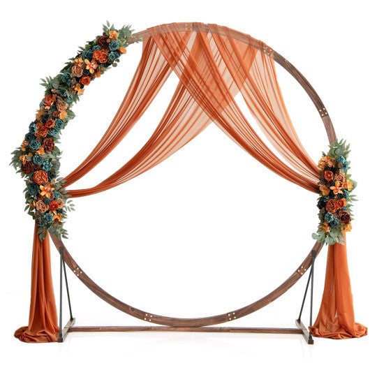 Wooden Wedding Arch Solid Wood Arbor Backdrop Stand for Wedding Ceremony-Round