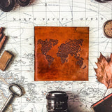 World Map 7x7 Artist Handmade Leather Journal by Soothi