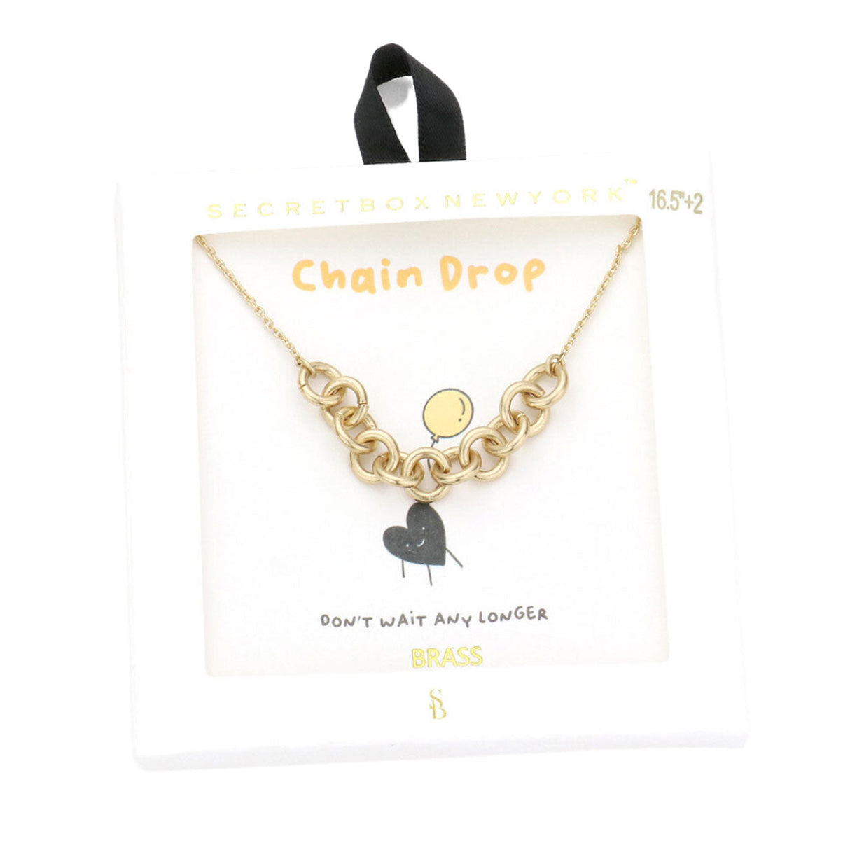 Secret Box Brass Metal Chain Link Pendant Necklace by Madeline Love