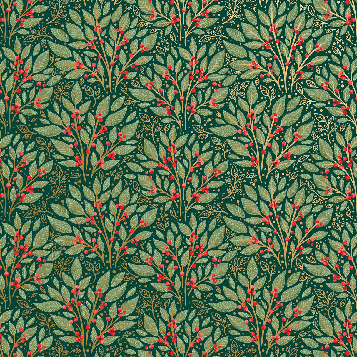 Holly Tapestry Christmas Gift Wrap by Present Paper