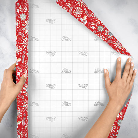 Merriment Red Christmas Gift Wrap by Present Paper