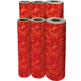 Red Gold Swirls Holographic Christmas Gift Wrap by Present Paper