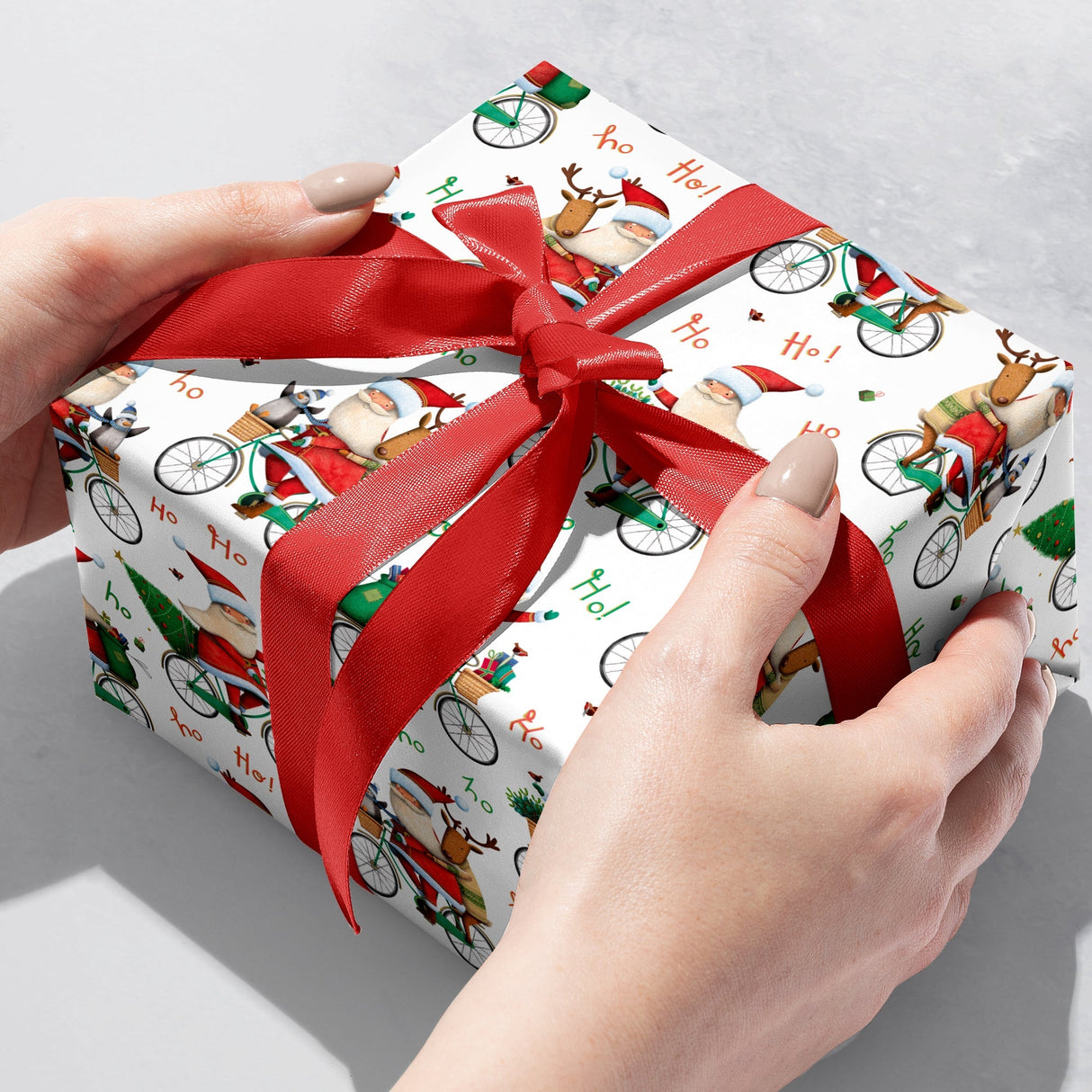 Santa Bicycle Christmas Gift Wrap by Present Paper