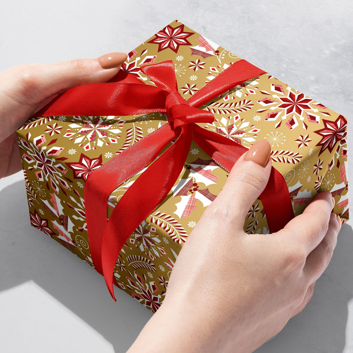 Merriment Gold Christmas Gift Wrap by Present Paper