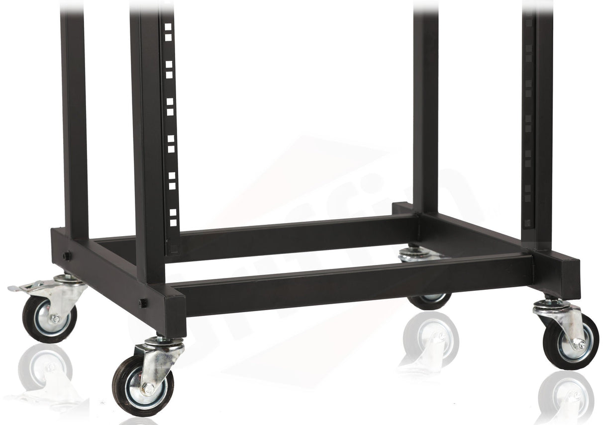 GRIFFIN Rack Mount Cart Stand & Top Mixer Platform 25U - Rolling Music Studio Booth Case Holder by GeekStands.com