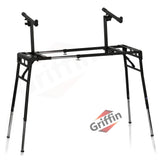 GRIFFIN 2-Tier DJ Coffin Workstation Stand - Double Table Top Keyboard & Laptop Holder - Duel Level Digital Piano Rack Mount Platform for Studio Mixer by GeekStands.com