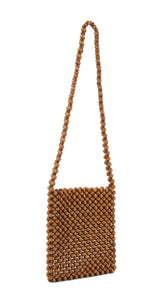 summer beach shoulder crossbody bag  is made of small wooden balls by hfstylish