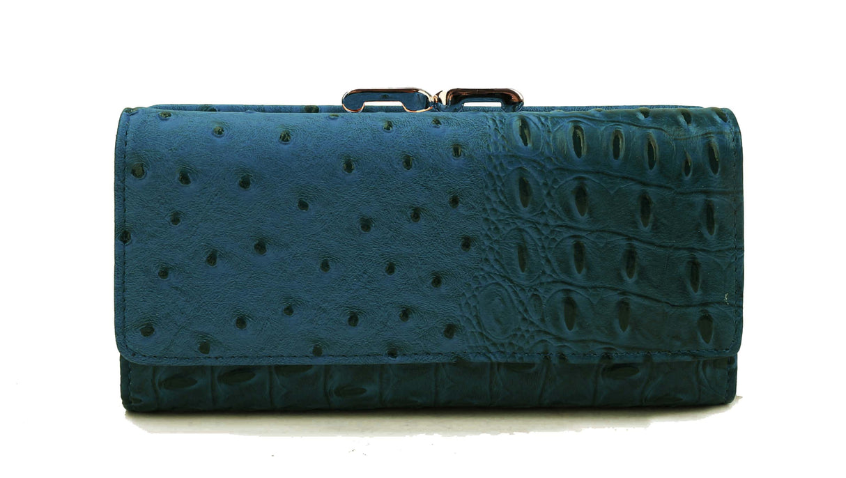 Fashion Ostrich Croc Kiss Lock Wallet by hfstylish