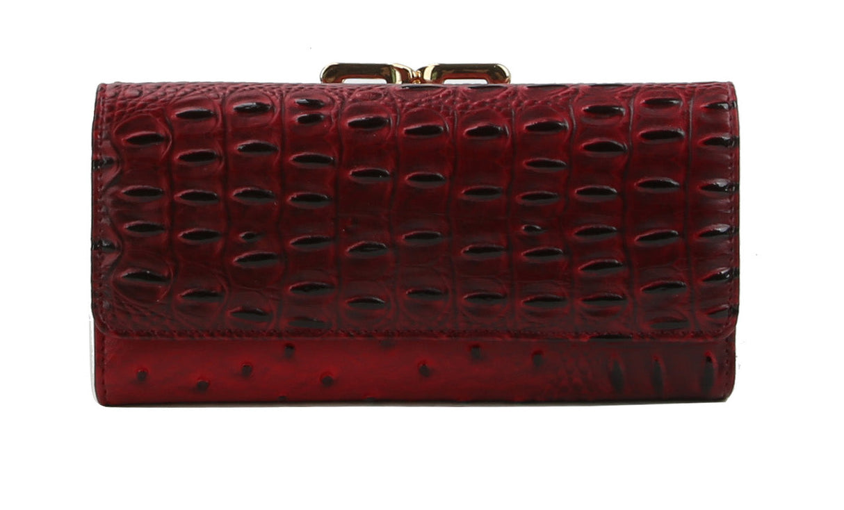 Fashion Ostrich Croc Kiss Lock Wallet by hfstylish