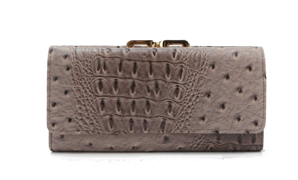 Fashion Ostrich Croc Kiss Lock Wallet by hfstylish