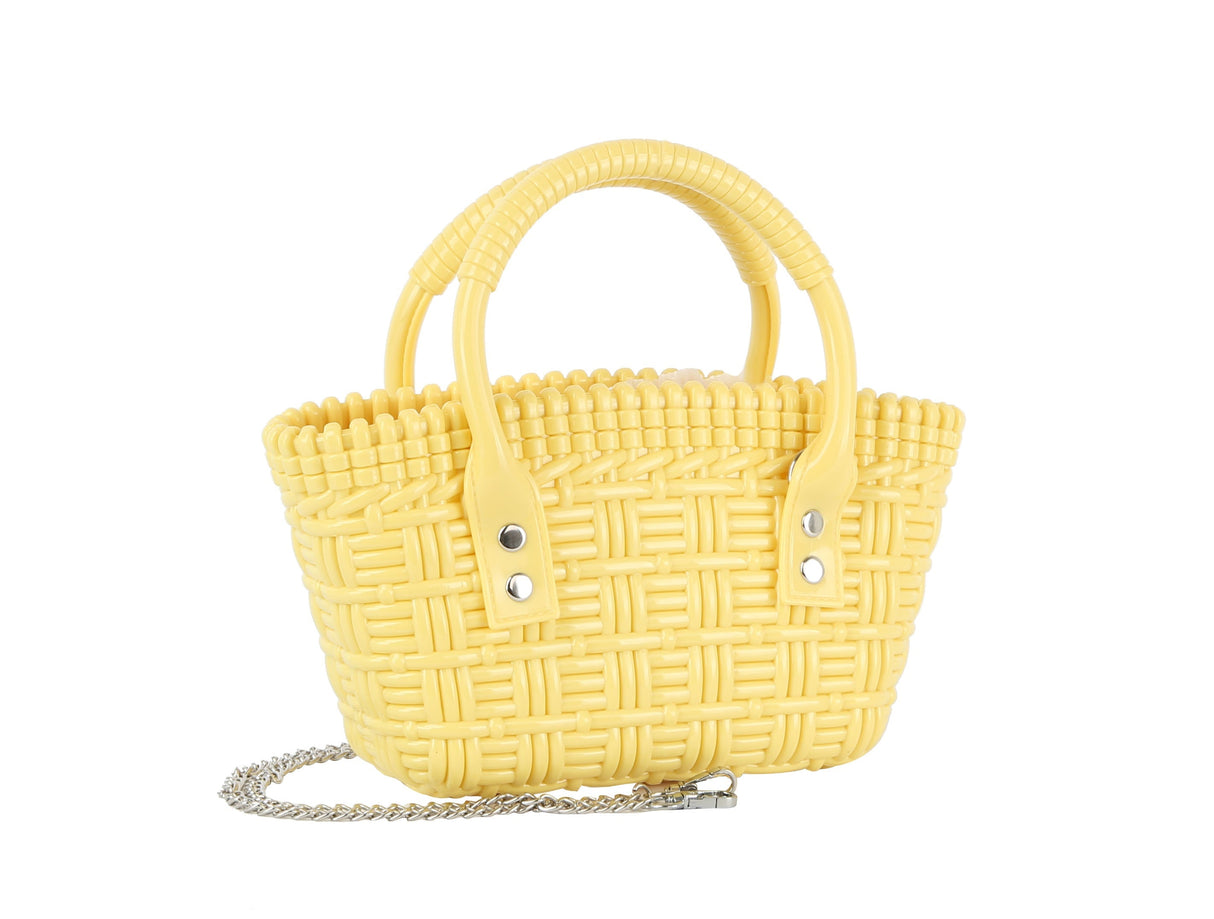 Woven top handles jelly mini tote by hfstylish