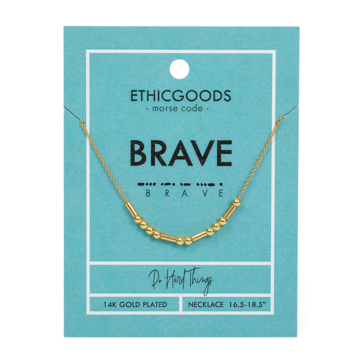 BRAVE | Morse Code Classic Gold Beaded Necklace by ETHICGOODS