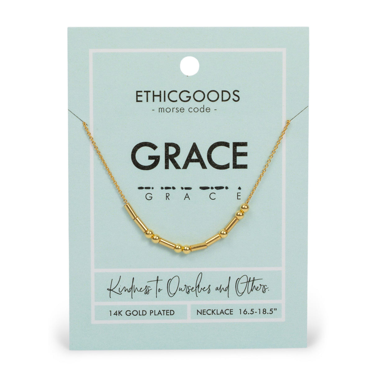 GRACE | Morse Code Classic Gold Beaded Necklace by ETHICGOODS