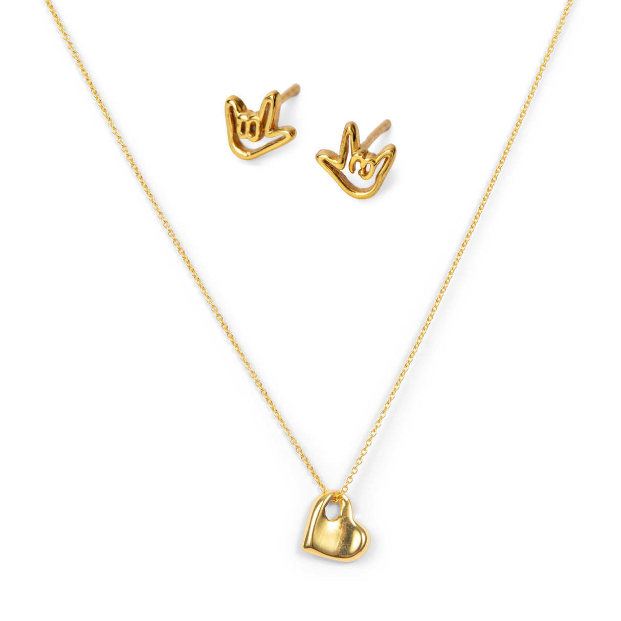 I Love You Classic Gold Earrings & Necklace Set by ETHICGOODS