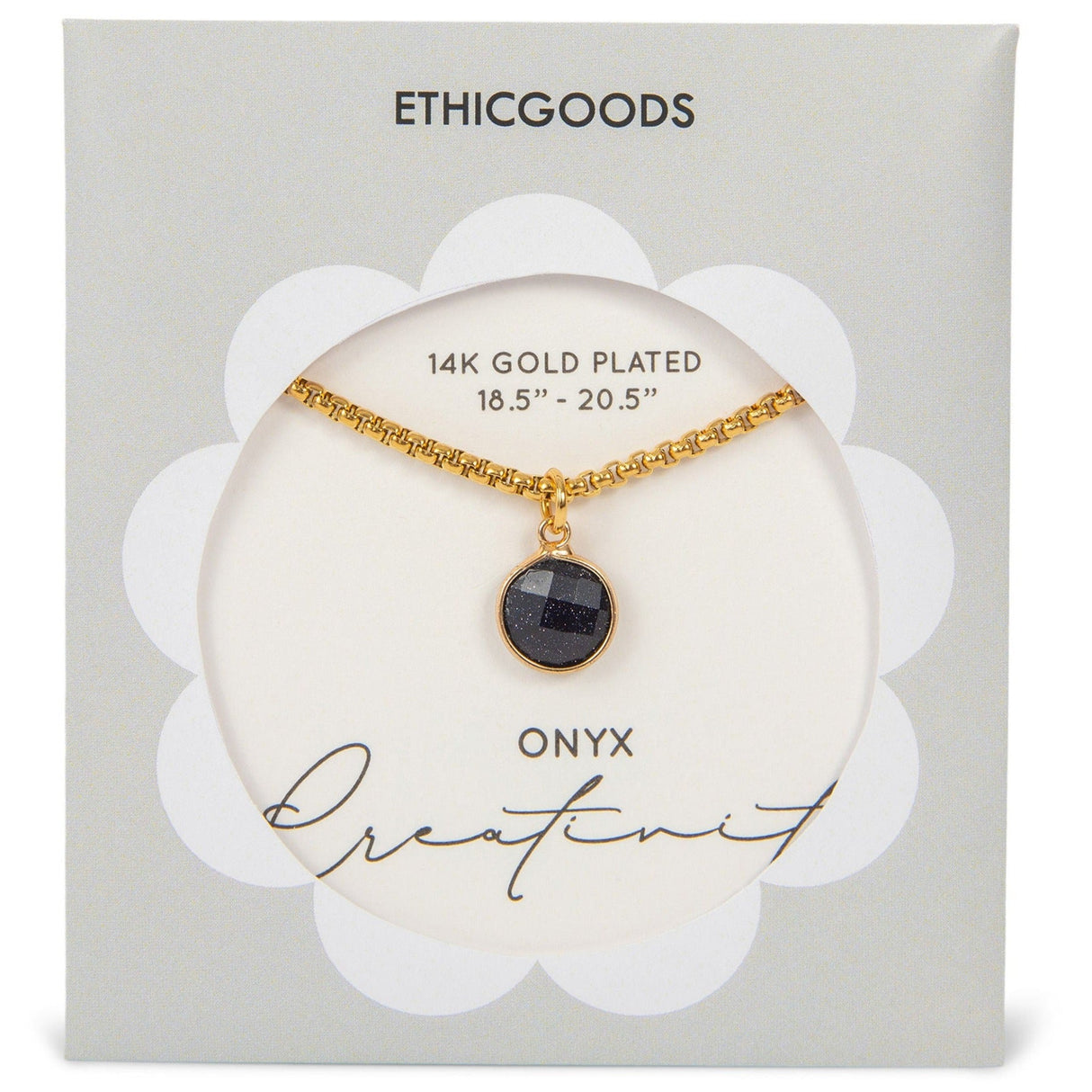 Black Agate Stone Pendant Classic Gold Necklace by ETHICGOODS