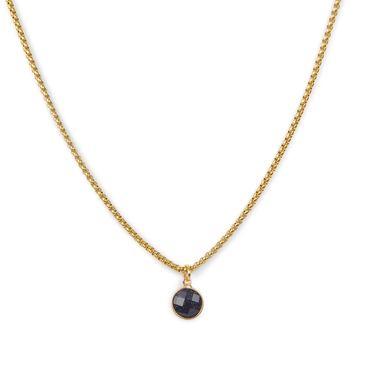 Black Agate Stone Pendant Classic Gold Necklace by ETHICGOODS