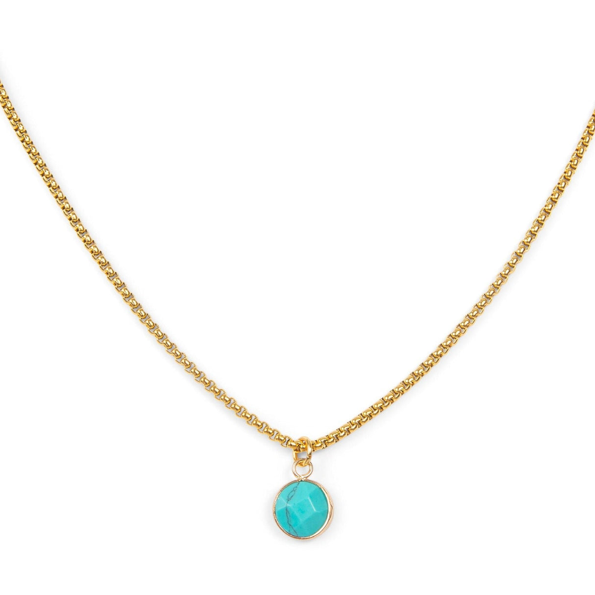 Turquoise Stone Pendant Classic Gold Necklace by ETHICGOODS