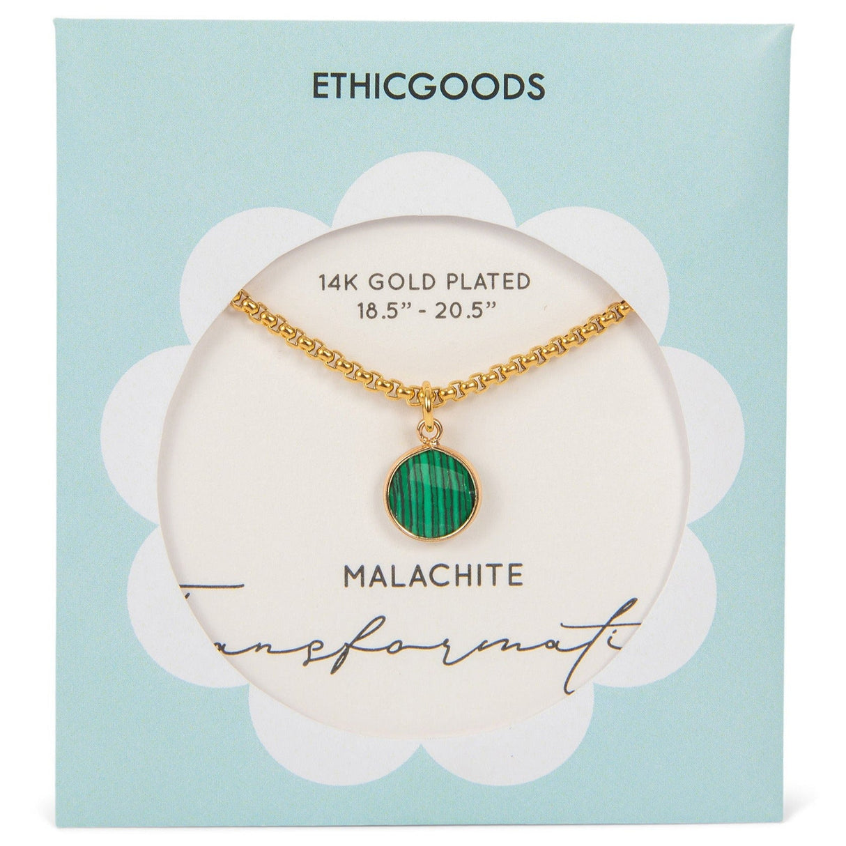 Malachite Stone Pendant Classic Gold Necklace by ETHICGOODS