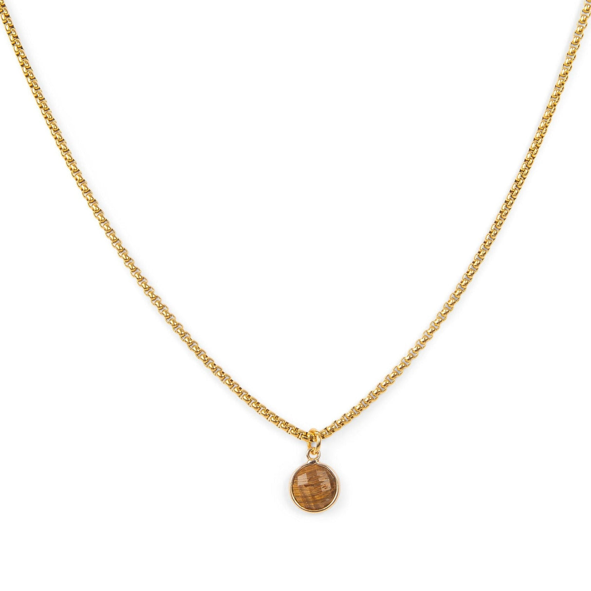 Tiger's Eye Stone Pendant Classic Gold Necklace by ETHICGOODS