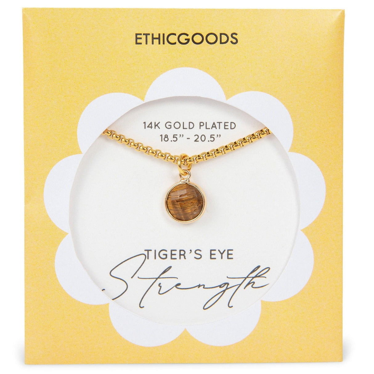 Tiger's Eye Stone Pendant Classic Gold Necklace by ETHICGOODS