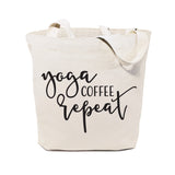 Yoga, Coffee and Repeat Gym Cotton Canvas Tote Bag by The Cotton & Canvas Co.