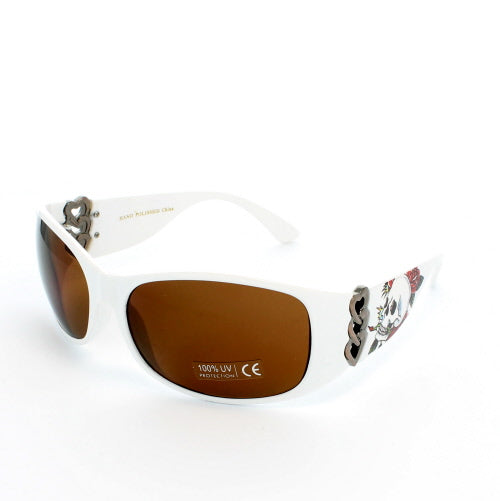 FRONTIER Sunglasses Wrap Skull Temple - White