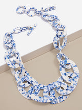 Blue Marbled Link Collar Necklace by ZENZII