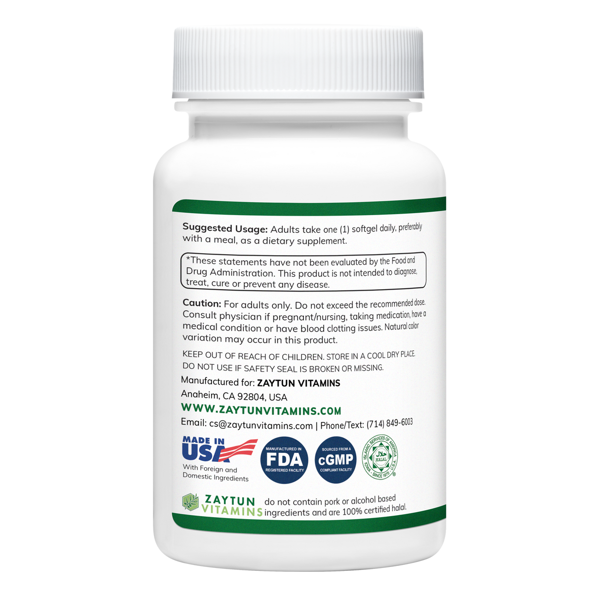 Halal CoQ 10 Softgels by Zaytun Vitamins