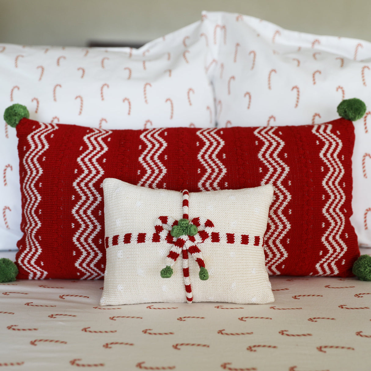 Red Zig-Zag Stripe Lumbar Pillow by Melange Collection