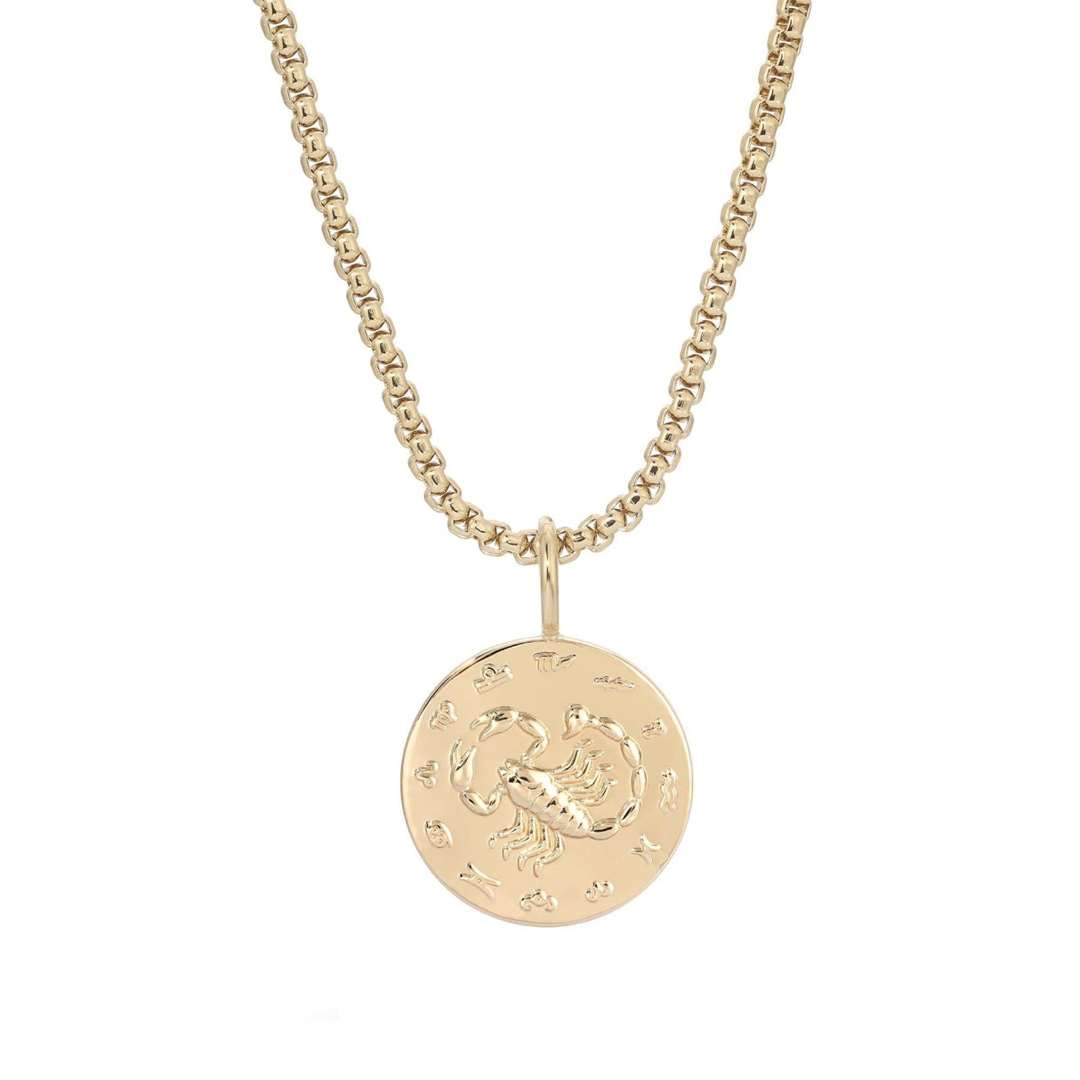 Zodiac Pendant & Thin Box Chain Necklace by eklexic jewelry