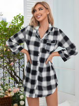 Plaid Lapel Collar Shirt Dress by Blak Wardrob