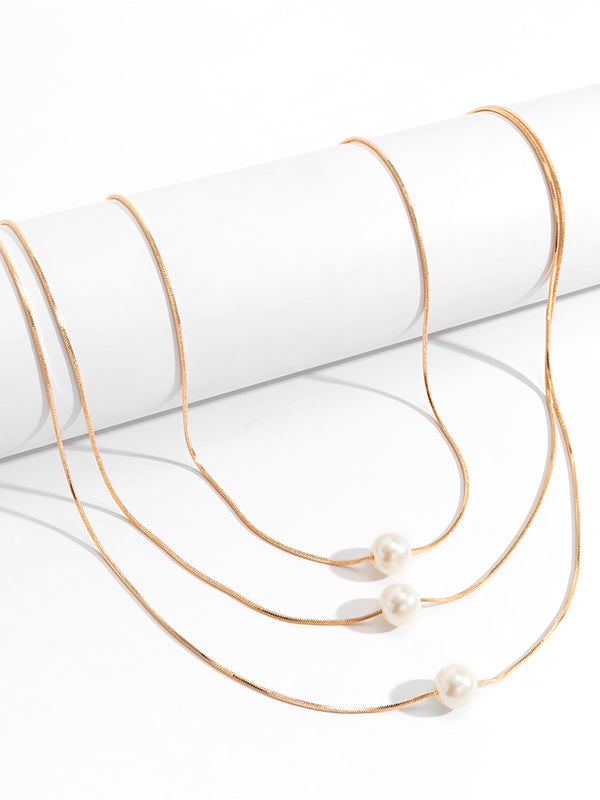 Simple Multilayer Pearl Necklaces Accessories by migunica