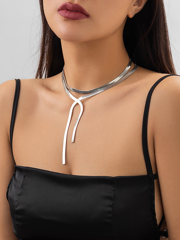 Hollow Solid Color Clavicle Chain Necklaces Accessories by migunica