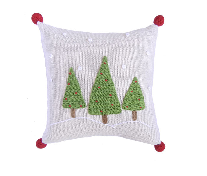 Three Tree 12" Pillow, Ecru by Melange Collection