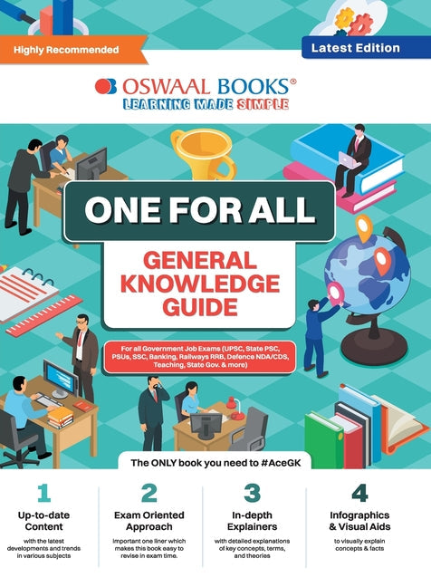 Oswaal One for all GK Guide English Medium (Latest Edition) For All Government Job Exams (UPSC, State PSC, PSUs, SSC, Banking, Railways RRB, Defence N - Paperback by Books by splitShops