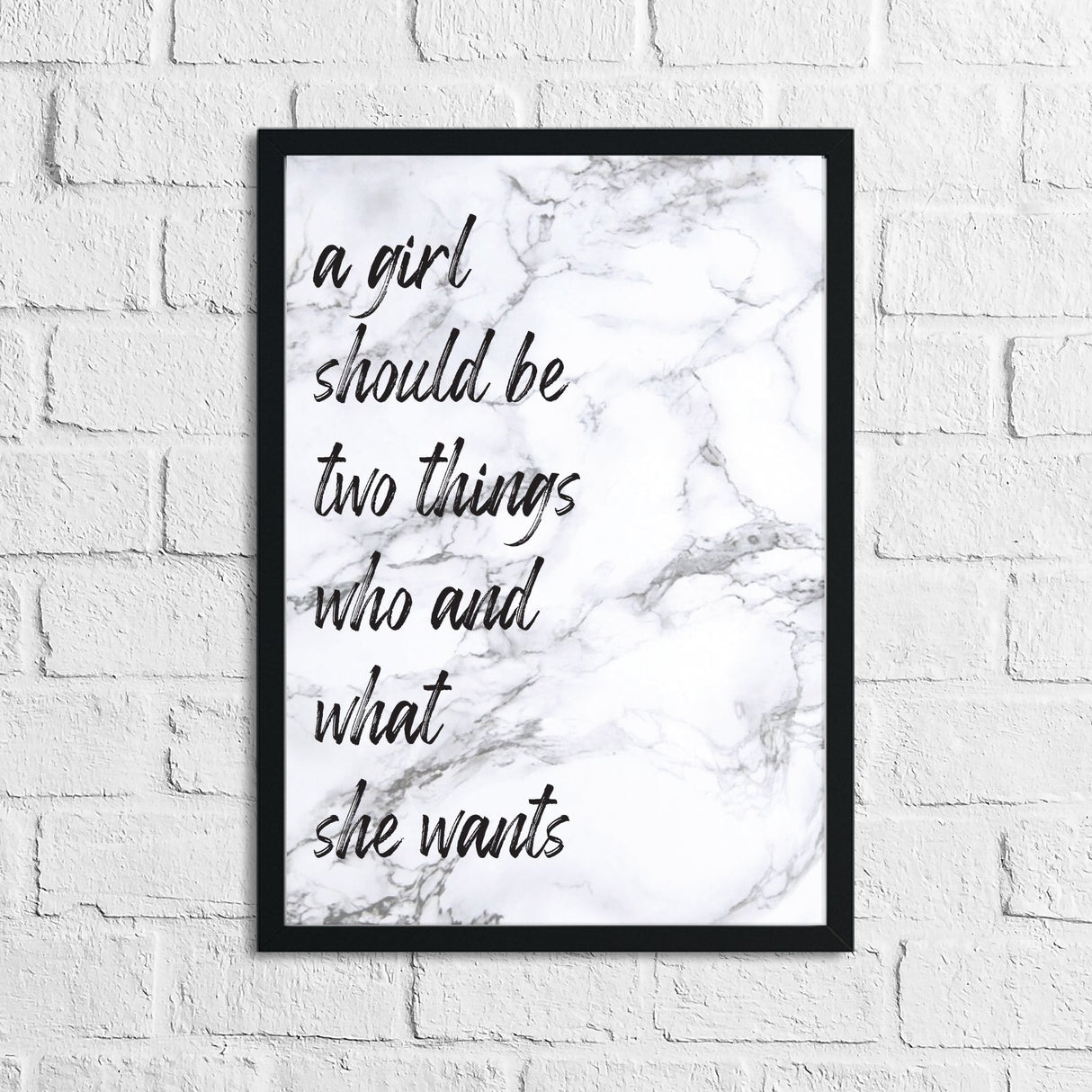 A Girl Should Be Two Things Marble Inspirational Simple Wall Home Decor Print (With Or Without Marble) by WinsterCreations™ Official Store