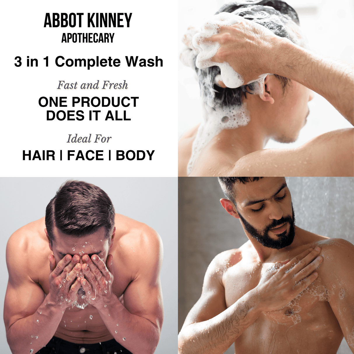 Abbot Kinney Apothecary Men's 3-in-1 Moisturizing Shampoo, Conditioner, and Body Wash, Tea Tree 32oz by  Los Angeles Brands