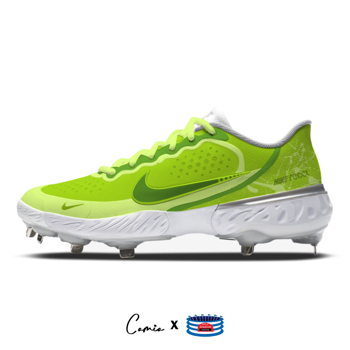 "Acid" Nike Alpha Huarache Elite 3 Low Cleats by Stadium Custom Kicks