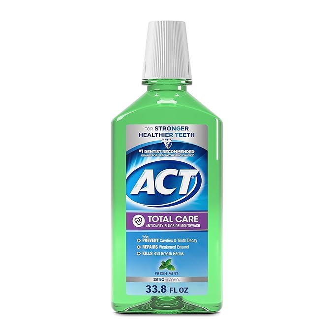 ACT Total Care Zero Alcohol Anti-cavity Fluoride Mouthwash 33.8 fl. oz. Fresh Mint by College Liquidation