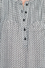 Adrianna Papell Crew Neck Long Sleeves Button Detail Woven Top by Curated Brands