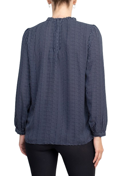 Adrianna Papell Crew Neck Long Sleeves Button Detail Woven Top by Curated Brands