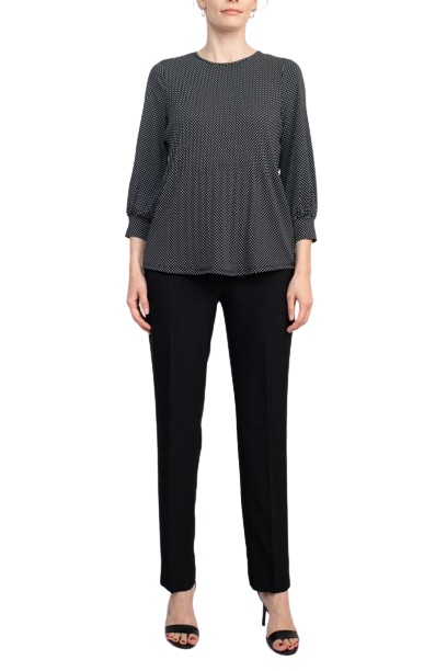 Adrianna Papell Crew Neck 3/4 Sleeves Crepe Top by Curated Brands